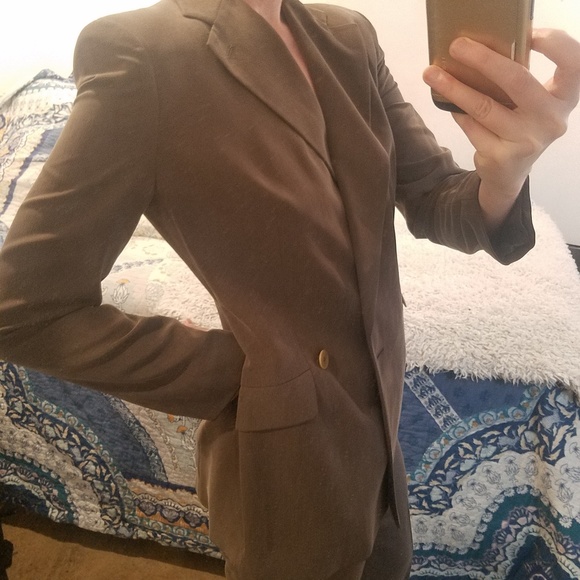 SILK! FULL SUIT PANTSUIT ARMANI LONGLINE BLAZER TROUSERS PANTS MATCHING SET - Picture 3 of 8